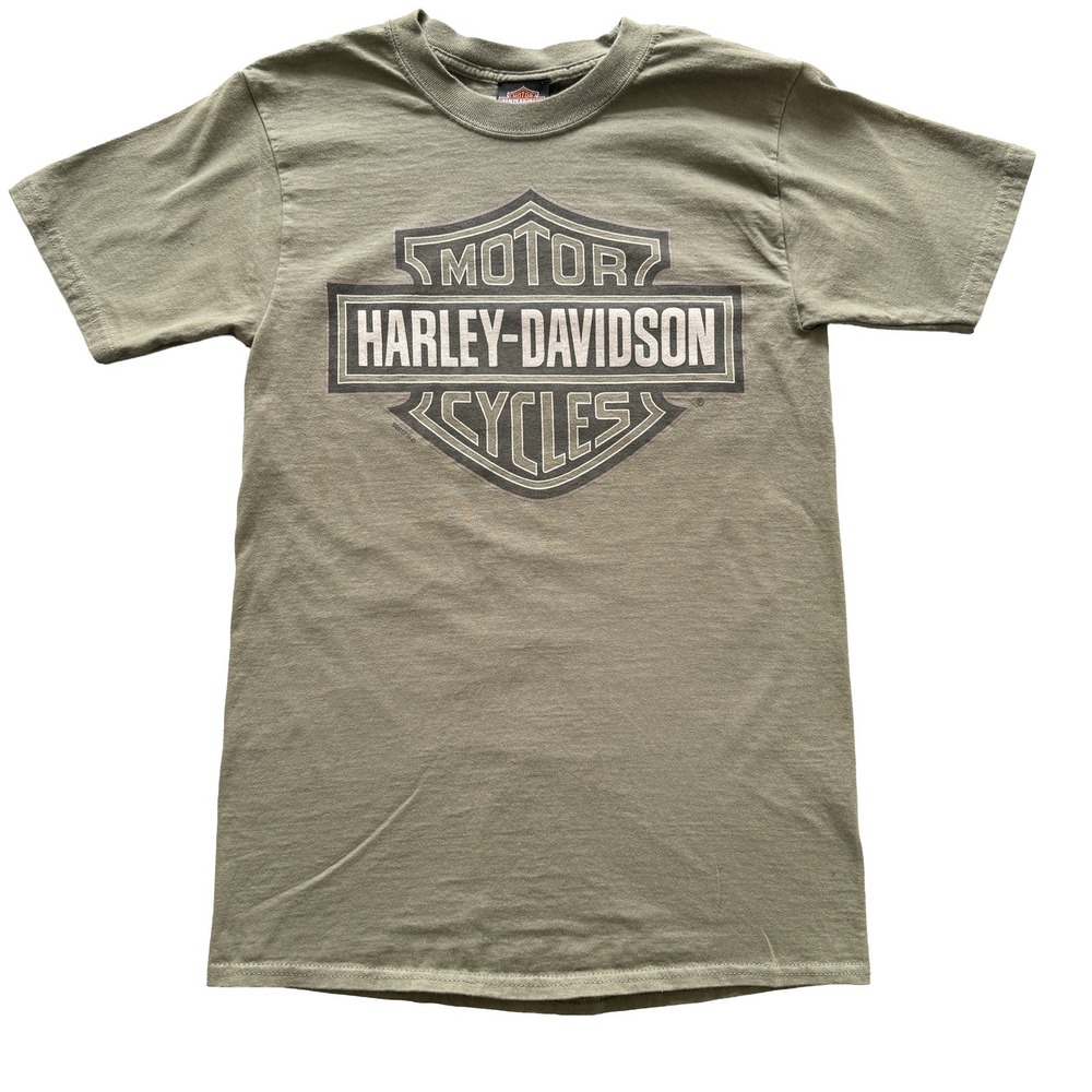 Harley-Davidson Mens Graphic T-Shirt Olive Green Bar and Shield Logo Size S